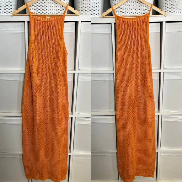 Cult Gaia Yaro Crocheted Cotton-blend Midi Dress Orange - Picture 5 of 7